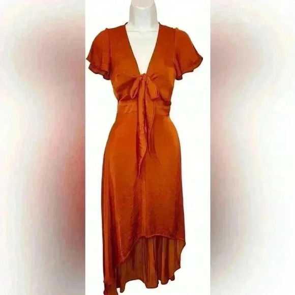 Francesca’s Rust Front Tie High Low Dress 🍁 - Picture 2 of 2